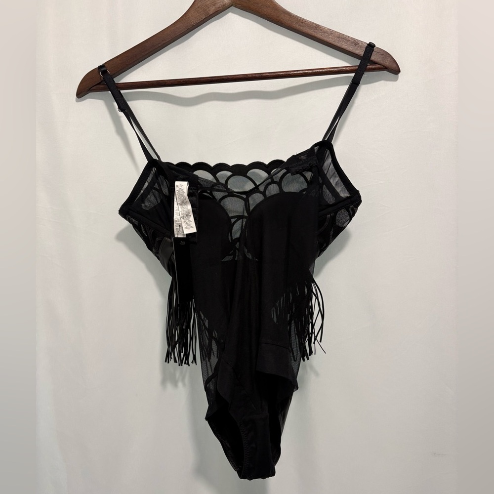 Intimissimi Fringe Lace Bodysuit 34B Black Sheer Mesh Lingerie NWT - Picture 3 of 7
